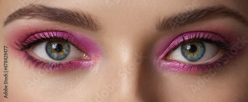 Closeup cosmetics, makeup, eyes, detail, magenta eyeshadow, tutorial, women, health and beauty, salon, makeover, makeup concept, photo