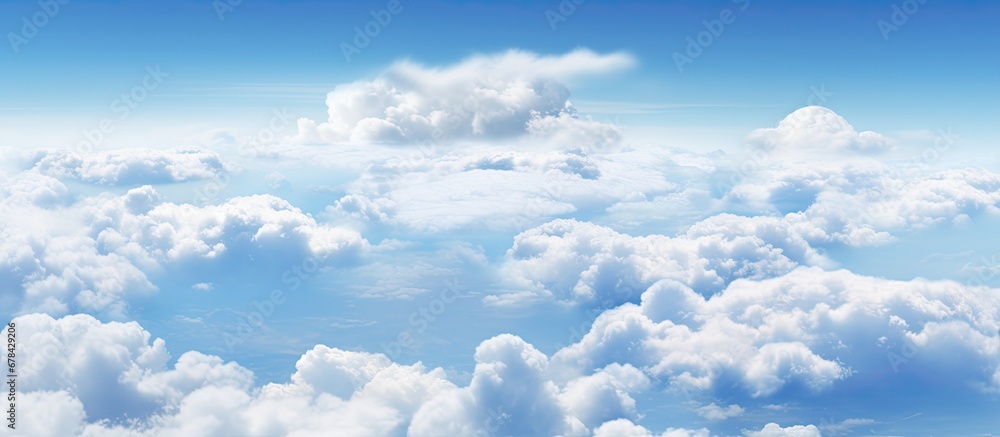 Traveling by plane observe clouds against a blue sky Traveling by plane observe clouds against a blue sky