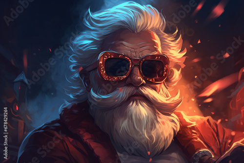 cool santa claus with eyeglasses. High quality photo photo