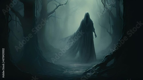 A mysterious silvery fog descended around them thickening the dark night. Suddenly the fog parted like a curtain revealing an ancient crone. Her hollow grey eyes seemed to be looking photo