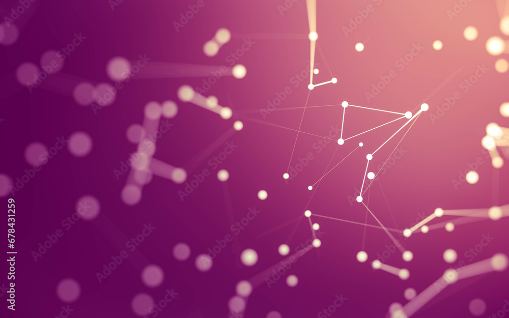 Fototapeta premium Abstract background. Molecules technology with polygonal shapes, connecting dots and lines. Connection structure. Big data visualization.