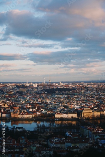 Vertical shot of the beautiful cityscape of Prague with traditional architecture in Czech Republic