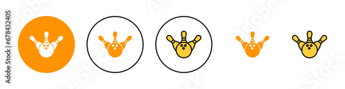 Bowling icon set for web and mobile app. bowling ball and pin sign and symbol.