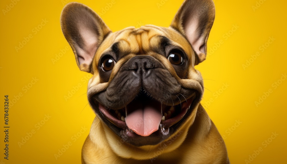 Irresistibly cute studio shot of a lovable dog on a vibrantly colored isolated solid background