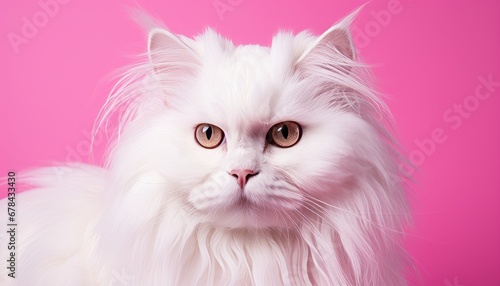 Captivating studio shot of an adorable and lovable cat posing on an isolated solid color background