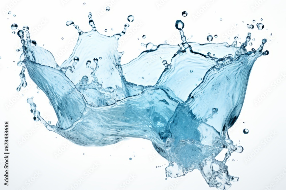 Obraz premium Stunning and captivating splash of pure blue water elegantly isolated on a pristine white background