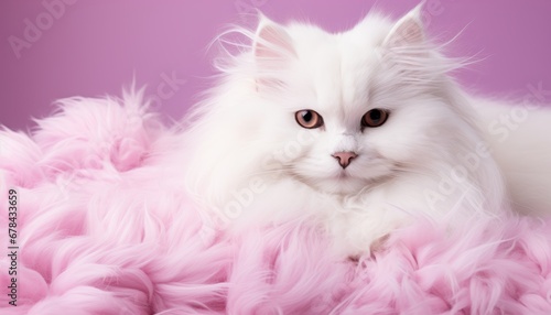 Adorable studio portrait of a cute cat with captivating eyes on an isolated solid color background