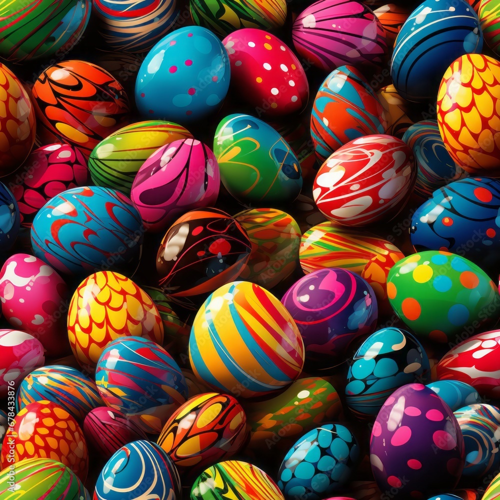 Obraz premium Cheerful easter eggs seamless pattern on solid background, perfect for celebrating the joy of easter