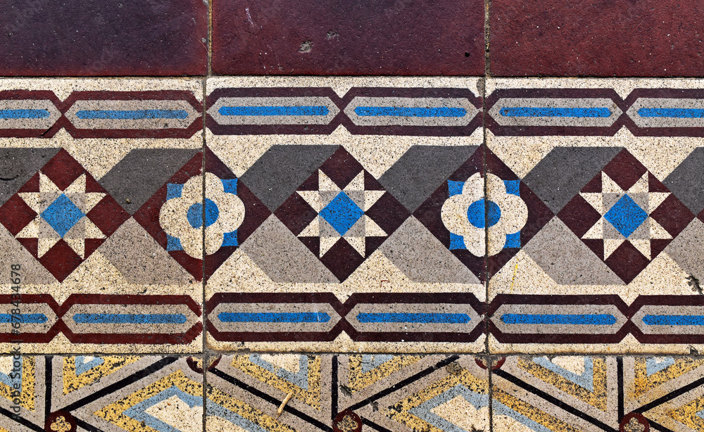 Famous Rio Tile Ancient hydraulic tiles pattern border on floor, Petropolis, Rio de ...