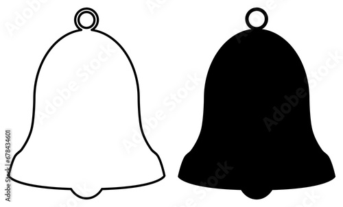 Bell icon outline and silhouette. Handbell illustration. Alarm and notification symbol. photo