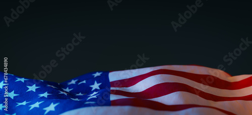 USA horizon waving National Flag for Veterans day background, 3d rendering