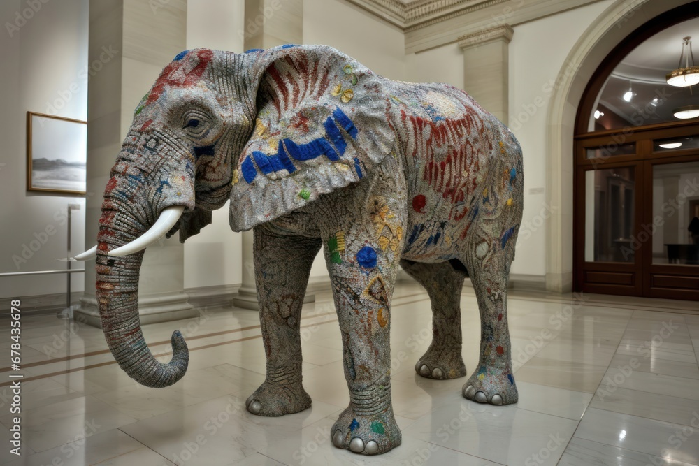Obraz premium Republican Elephant Sculpture an Urban Building Interior Generative AI