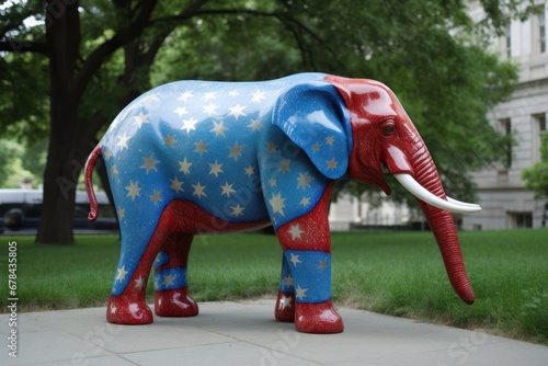 Republican Elephant Statue Gracefully Adorning the Sidewalk Generative AI