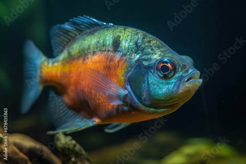 Piranha is a predatory tropical fish, freshwater exotic fauna of the Amazon. AI generated.