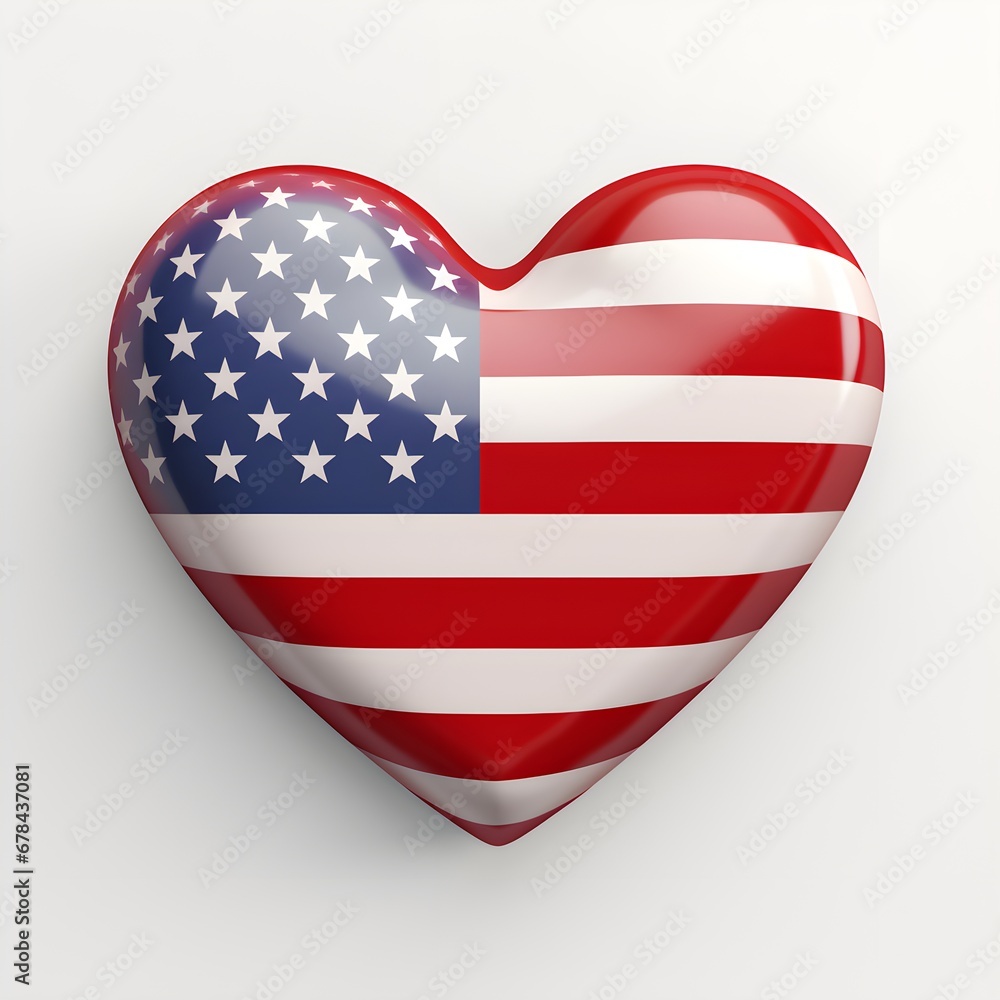 3d heart in colors of USA national flag 3d heart in colors of USA national flag