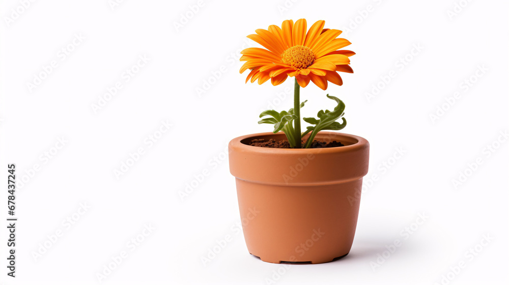 Flower in a pot isolated on white