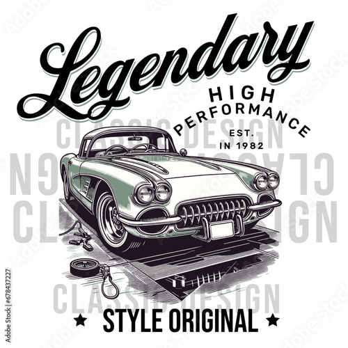 retro car design, poster legendary of a classic car, print art, ideal for the lovers cars