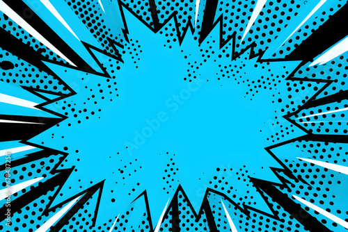 Blue comic pop art style explosion bubble