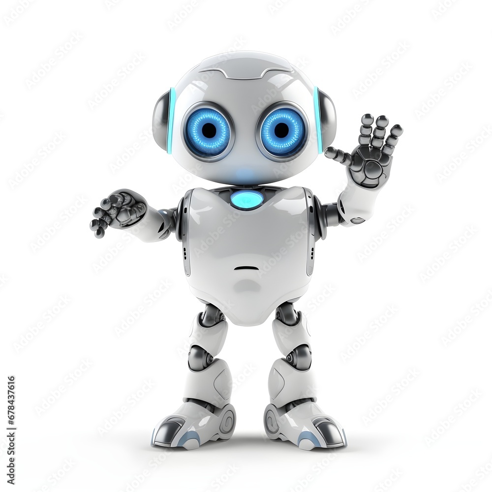 Cartoon robot color isolated on white background