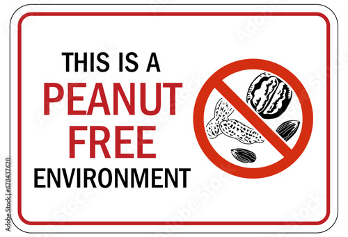 Peanut allergy warning sign and labels