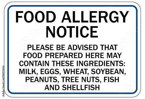 Peanut allergy warning sign and labels