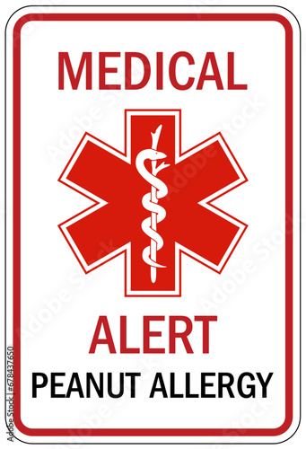 Peanut allergy warning sign and labels