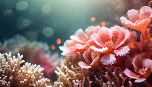coral flowers and coralline anemone create a mesmerizing abstract background, symbolizing beauty and resilience in the underwater world © Your Hand Please