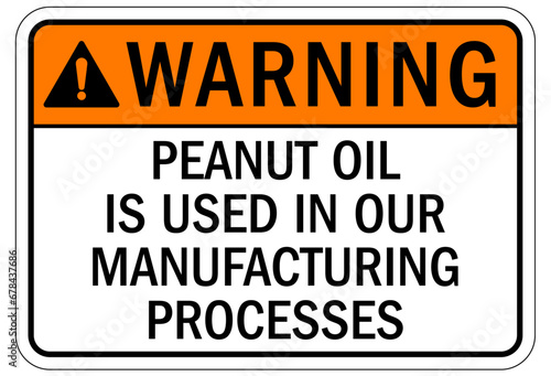 Peanut allergy warning sign and labels