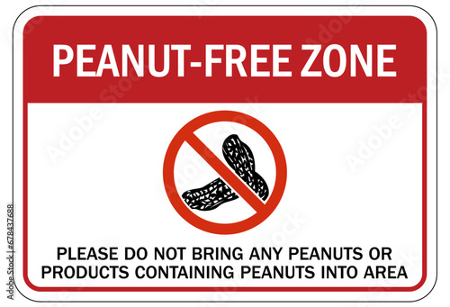 Peanut allergy warning sign and labels