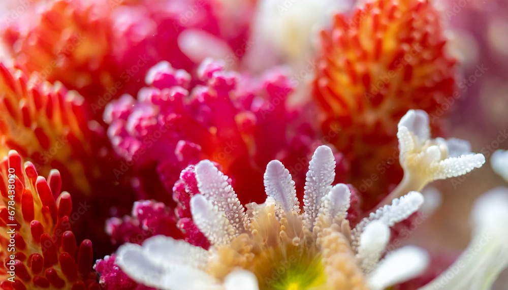 coral flowers and coralline anemone create a mesmerizing abstract background, symbolizing beauty and resilience in the underwater world