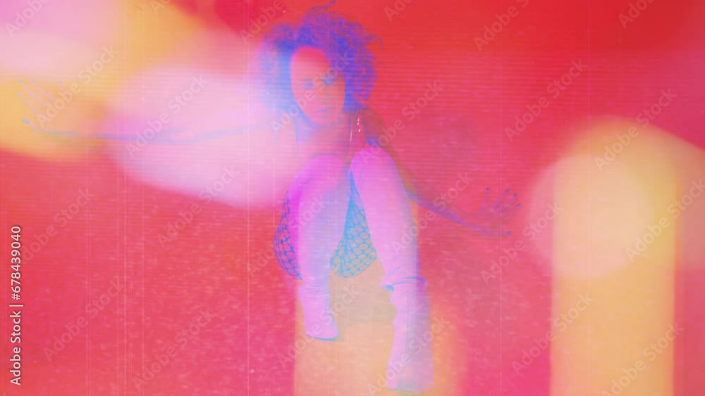 dancer with coloured lighting