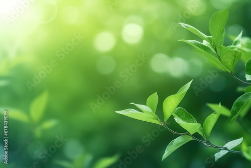 Nature of green leaf in garden at summer. Closeup beautiful Natural green leaves plants using as spring background. Generative AI.