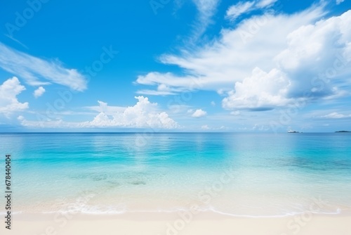 Fine beach sand in the summer sun tranquil seaside landscape with golden sand and clear blue sky