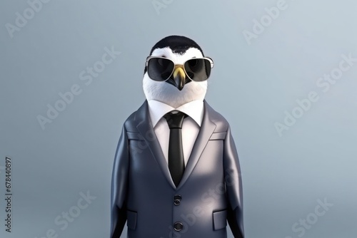 Dapper Penguin in a Stylish Suit and Cool Sunglasses Generative AI photo