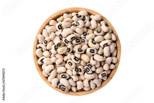 Black eye peas or cowpeas in wooden bowl photo