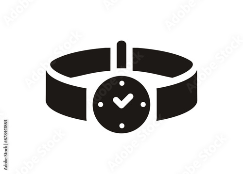 Watch clock. Rounded watch clock. Simple illustration in black and white.
