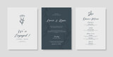 Wedding invitation with flower illustration. trendy simple wedding invitation. minimalist wedding invitation template