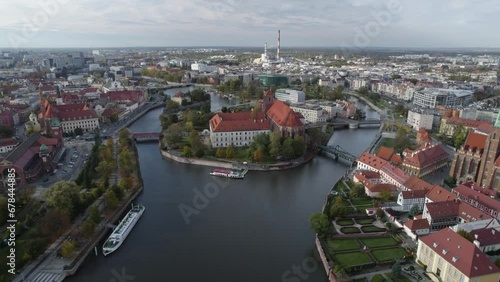 Wallpaper Mural Flying towards sand island passing the historic Archbishops Palace, Wroclaw Torontodigital.ca