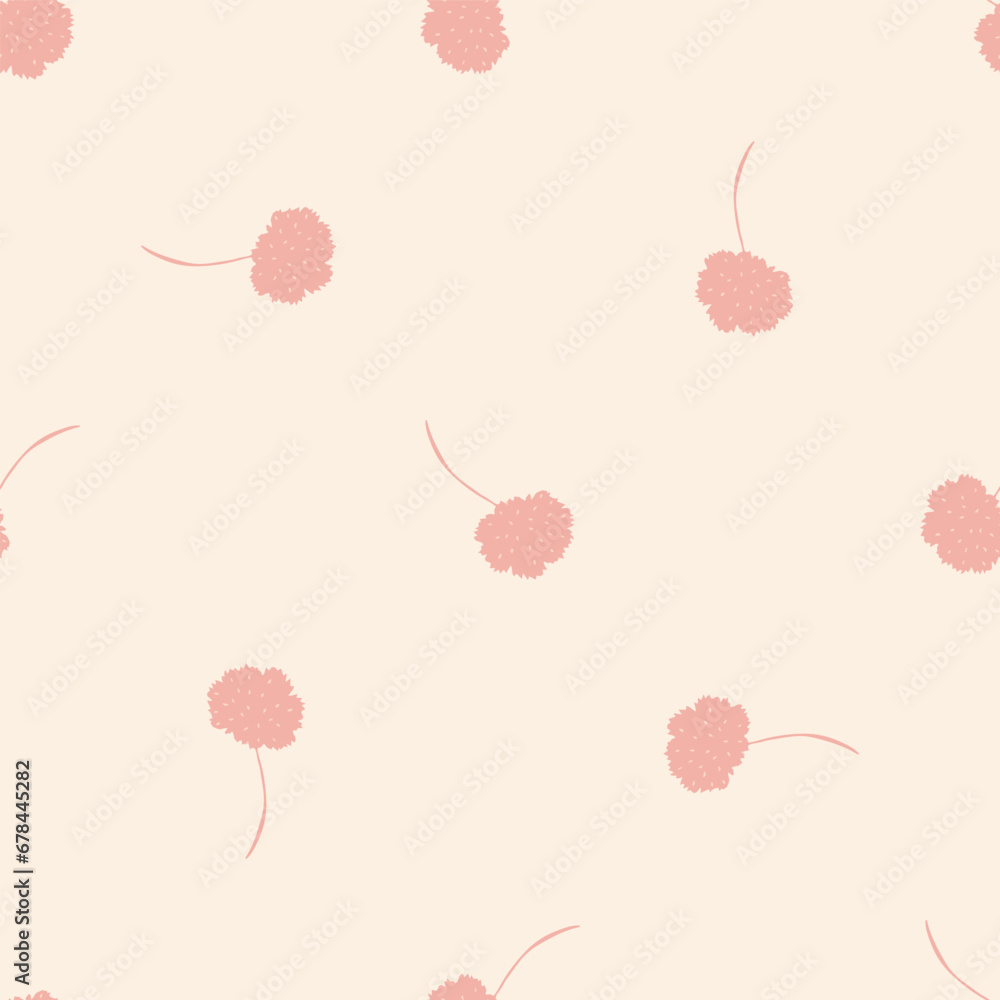 Fototapeta premium Midcentury modern floral vector endless vector pattern. Organic summer gender neutral 70s matisse wallpaper. 