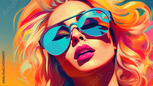 Colourful graphic portrait from female