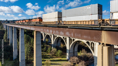 spokane train railway bridge washington transport photo