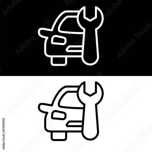 Car Service Icon, Black and White Version Design Template