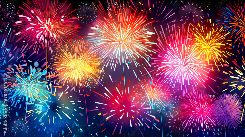 Fototapeta premium 打ち上げ花火のアニメ風イラスト
