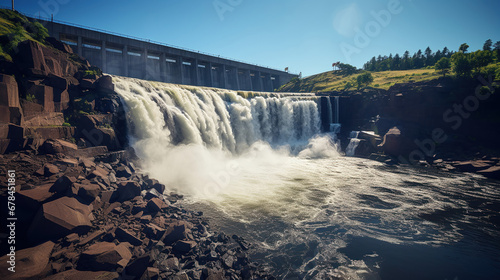 The hydroelectric dam, a view of power and water control.
