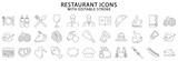 Restaurant icons. Restaurant icon set. Restaurant line icons. Vector illustration. Editable stroke.