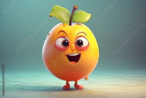 adorable fruit character. Generative AI © Flora