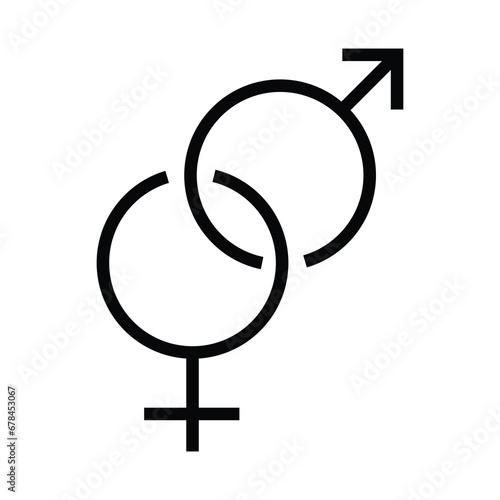 Heterosexual gender symbol,male and female flat sign, solid flat illustration on white background..eps