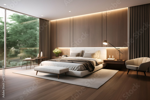 modern luxury bedroom suite in hotel with tv © dit26978