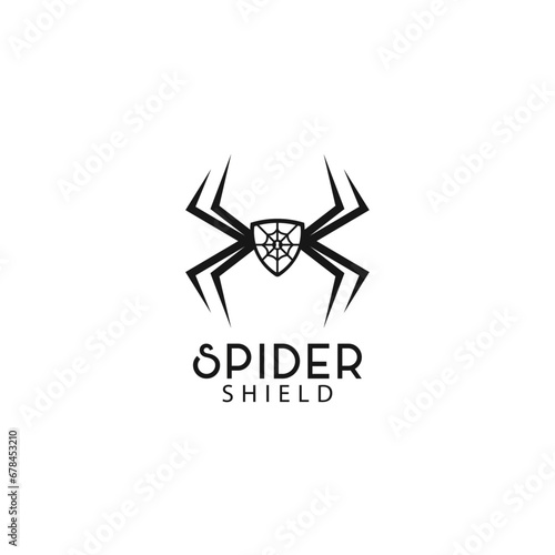 Spider Shield Logo Symbol Design Template Flat Style Vector
