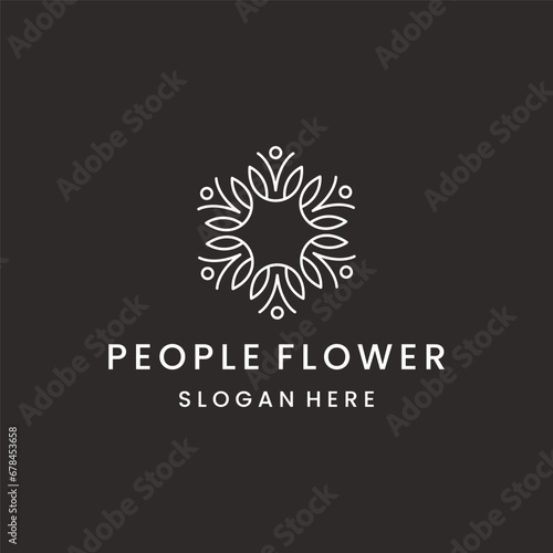 people flower logo icon vector isolated